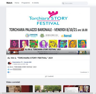 Screenshot 2021-10-14 at 19-02-02 Gwendalina TV - Canale 668 - AL VIA IL “TORCHIARA STORY FESTIVAL” 2021 Facebook